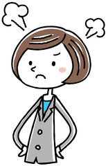 イラスト素材：ビジネス　スーツの女性　怒る