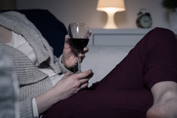 Enjoying the evening with a glass of wine