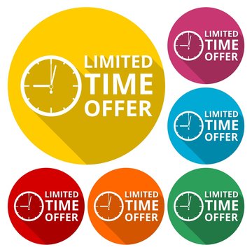 Modern Vector Yellow Banner Ribbon Limited Time Offer With Clock