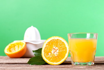 freshly squeezed orange juice on the table