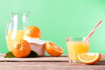 freshly squeezed orange juice on the table