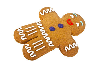 Gingerbread man, gingerbread on white background