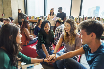 Educational Student Library Teamwork Concept