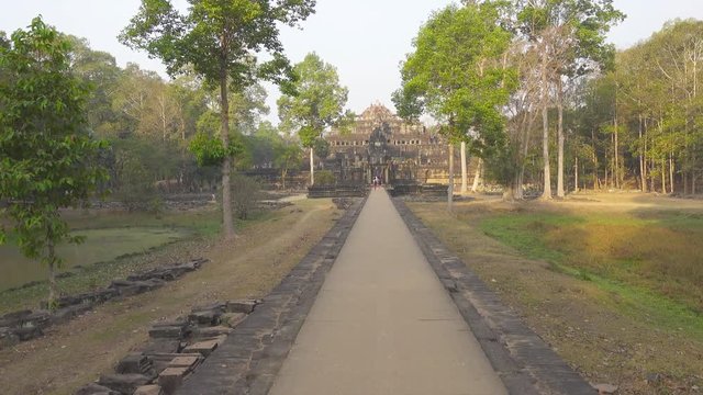 Walking to temple in Angkor Wat, Siem Reap, Cambodia, 4k

