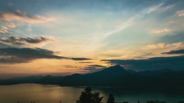 Sunrise with Lake and clouds  - 4K TimeLapse