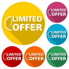Limited Offer icons set with long shadow