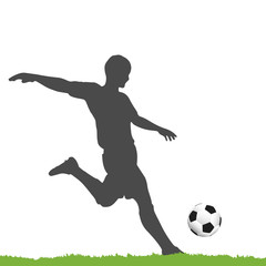 Fototapeta na wymiar Silhouette eines Fußballspielers mit Fußball