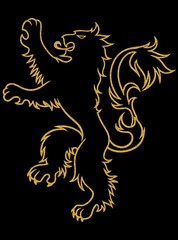 Gold lion tattoo illustration