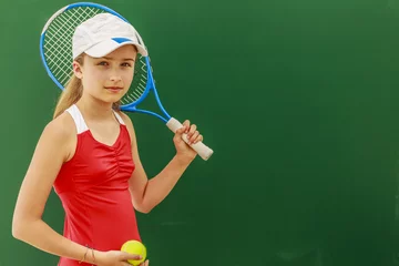 Foto op Aluminium Tennis - beautiful young girl tennis player © Gorilla