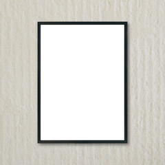 Mock up blank frame hanging on wall in room