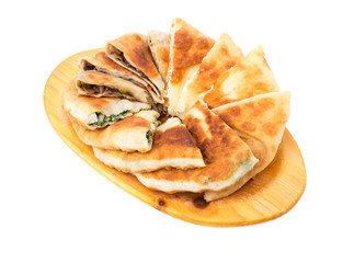 Delicious sliced puff pie.