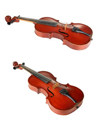 a collage of violin on white isolated background