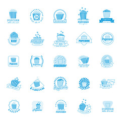Fototapeta na wymiar Popcorn Icons Set - Isolated On White Background - Vector Illustration, Graphic Design