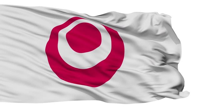 Flag of Okinawa Prefecture, Japan, Isolated Realistic 3D Animation, Slow Motion, Seamless Loop - 10 Seconds Long