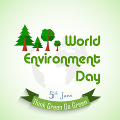 World environment day background with globe and green ribbon 