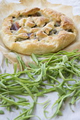 stuffed savoury tart and fresh green beans