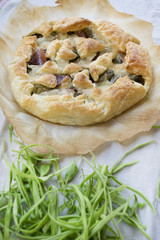 stuffed savoury tart and fresh green beans