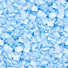 seamless background made of chaotic arranged cubes in shades of blue