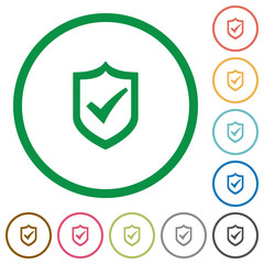 Active shield outlined flat icons