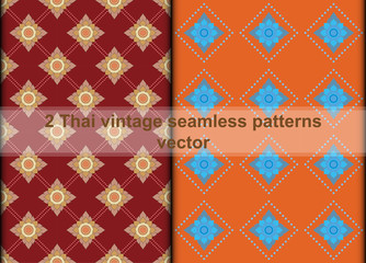 Thai vintage seamless pattern vector abstract background, with seamless pattern in swatch