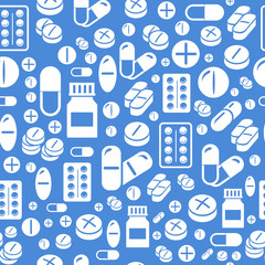  Background made from pills and capsules  seamless pattern. Vector Illustration