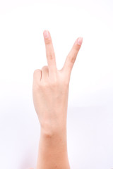 finger hand symbols isolated concept two points lesson learn teaching and victory sign on the white background