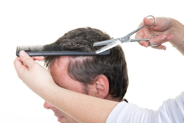 Men's Hairdressers; barbers. Barber cuts the client hair