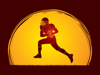 Fototapeta na wymiar American football running designed on moonlight background graphic vector