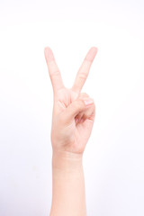 finger hand symbols isolated concept  two points lesson learn teaching and victory sign on the white background