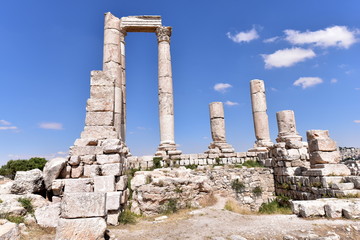 Fototapeta na wymiar Temple of Hercules is a historic site in the Amman Citadel in Amman, Jordan