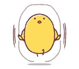 なわとびをするヒヨコ © TAMAGO POTATO