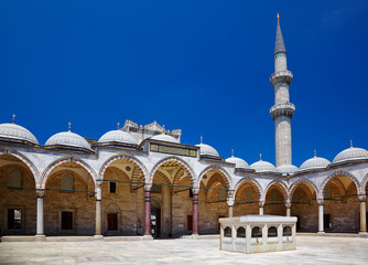 The inner courtyard of Suleymaniye Mosque, Istanbul