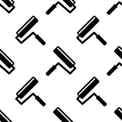 Icono plano patrón con rodillo de pintura sobre fondo blanco