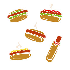 Hot dog set. Vector