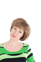 portrait of young woman on a white background