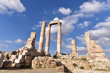 Fototapeta na wymiar Temple of Hercules is a historic site in the Amman Citadel in Amman, Jordan