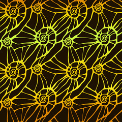 Seamless pattern with stylized abstract seashells