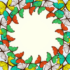 Round frame with decorative butterflies