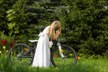 girl going to the first holy communion
