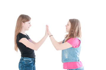 two smiling young beautiful girls