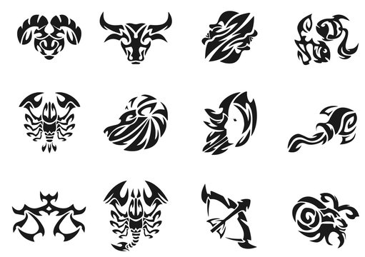 Zodiac signs sets illustration