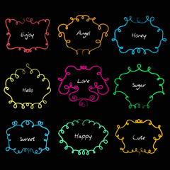 Cute brush strokes frames vector illustration