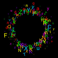 Round background with letters.