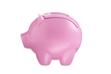side view image of pink piggy bank