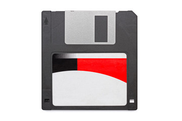 Floppy disk 3 1/2 inch front with label, clipping path included - 111066547