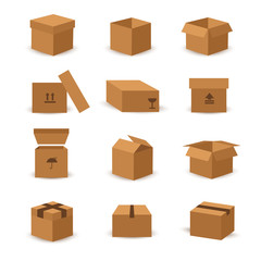 Fototapeta premium Flat box and packing vector icon