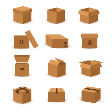 Flat box and packing vector icon