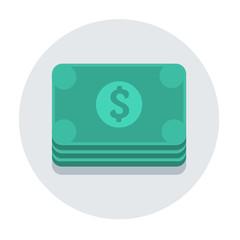 Vector circle flat icon dollars