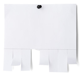 Tear off paper notice with shadow on wall