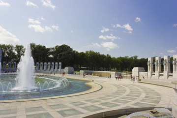The National World War II Memorial plaza & Rainbow Pool, National Mall & Memorial Parks, Washington DC